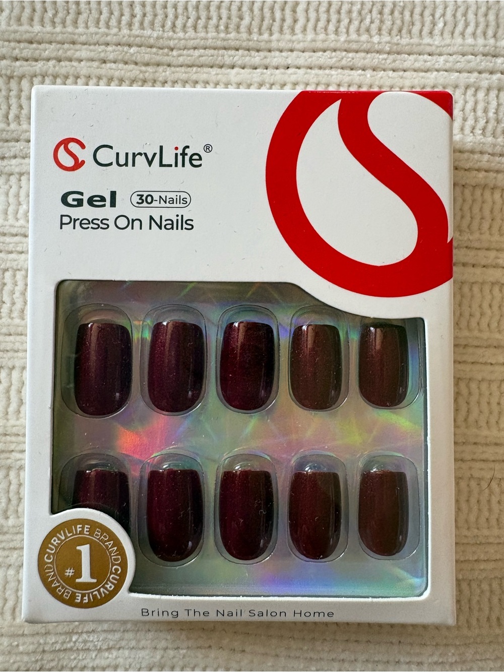 Curvlife Gel Press On Nails in Deep Burgundy
